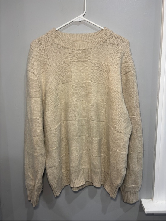 Madewell Other - Madewell Men’s Checkerboard Beige Cream Sweater Oversize Fit Wool Blend Medium